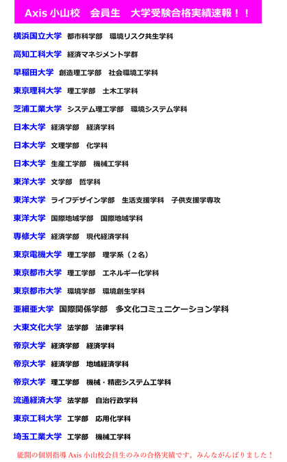2020年度入試 大学入試合格!